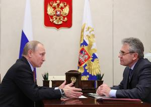 22 января 2018. Президент России Владимир Путин и президент Российской академии наук Александр Сергеев во время встречи в Ново-Огарево
