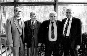 Академик Б.Г. Михайленко, член-корреспондент Г.А. Михайлов, академик А.С. Алексеев, академик Г.И. Марчук