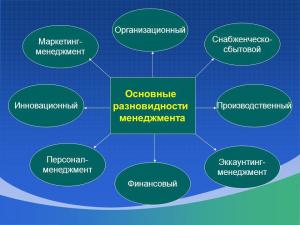 Пример одной из классификаций (далеко не единственной) видов менеджмента